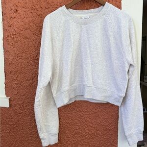 Artizia TNA Airy  Fleece Cropped Pullover Sweater Grey Size Medium Loungewear